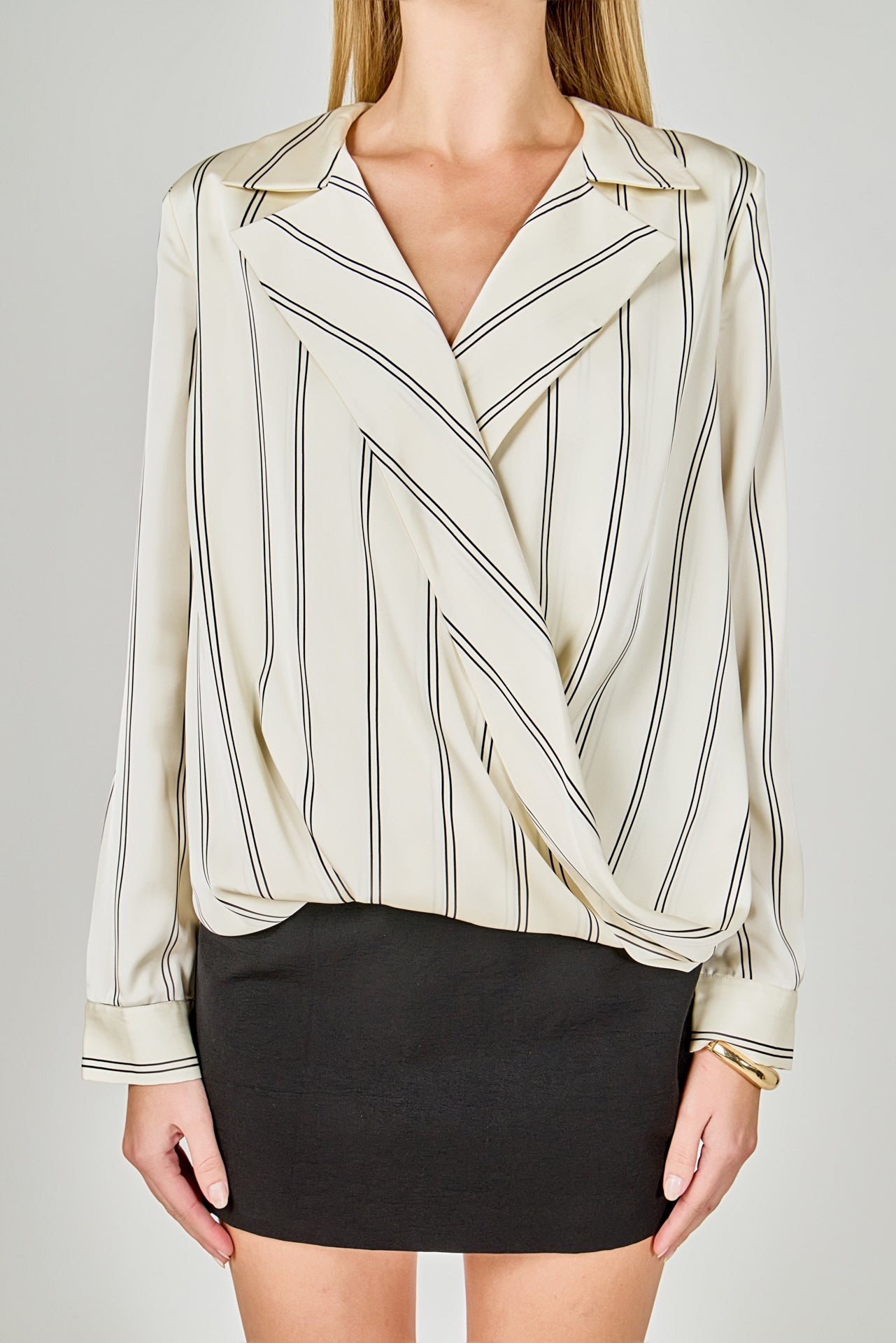 ENDLESS ROSE - Striped Wrap Blouse - SHIRTS & BLOUSES available at Objectrare