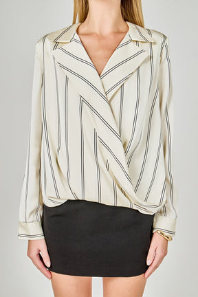 ENDLESS ROSE - Striped Wrap Blouse - SHIRTS & BLOUSES available at Objectrare