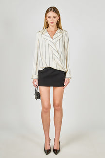 ENDLESS ROSE - Striped Wrap Blouse - SHIRTS & BLOUSES available at Objectrare