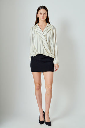 Striped Wrap Blouse