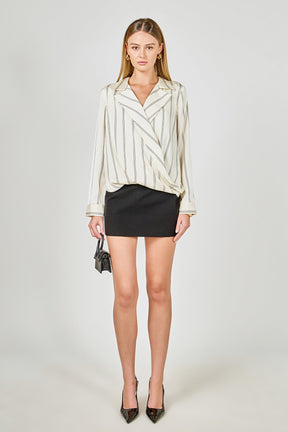 ENDLESS ROSE - Striped Wrap Blouse - SHIRTS & BLOUSES available at Objectrare