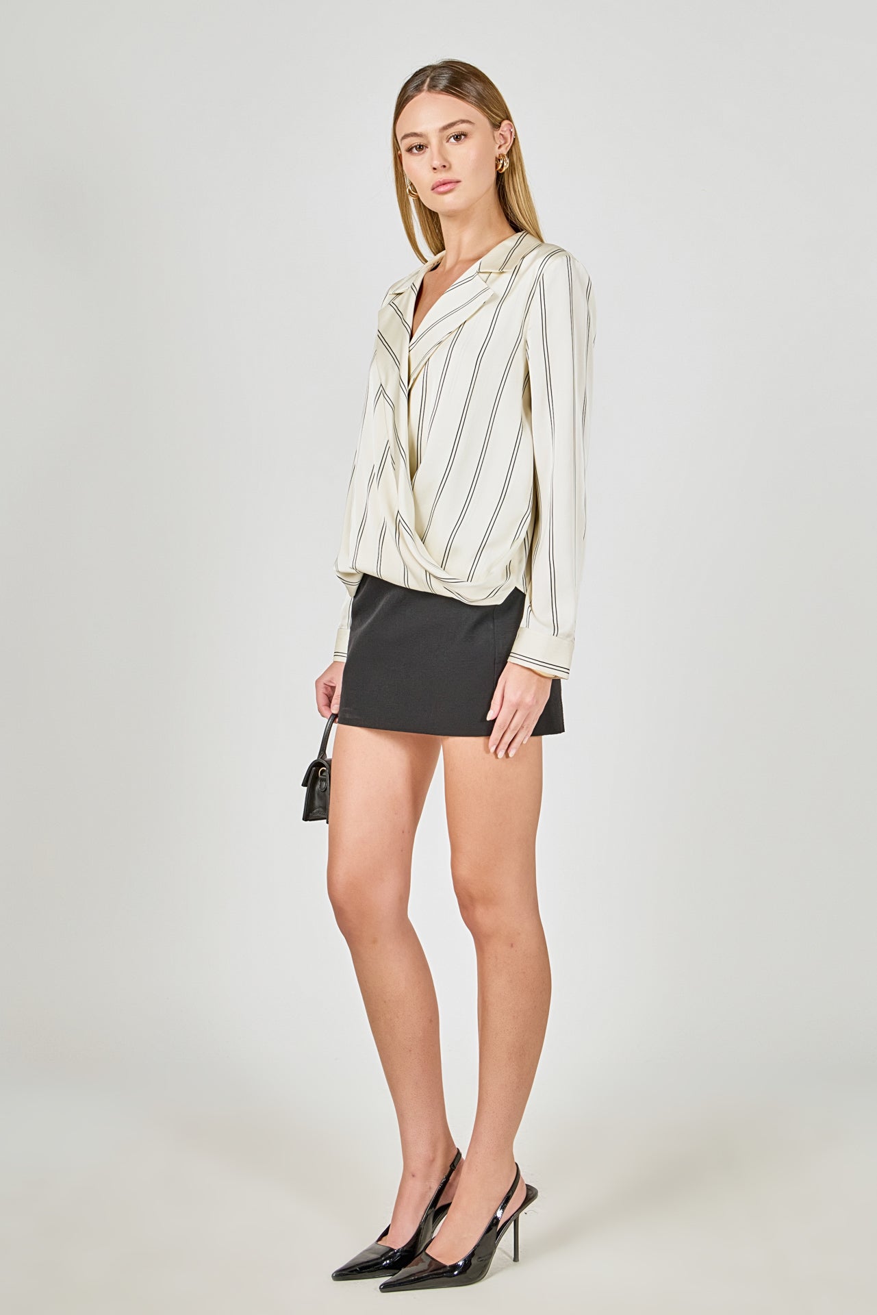 ENDLESS ROSE - Striped Wrap Blouse - SHIRTS & BLOUSES available at Objectrare
