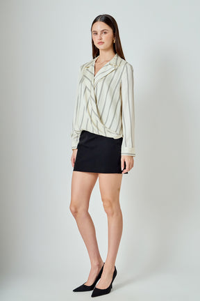 Striped Wrap Blouse