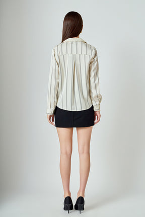 Striped Wrap Blouse