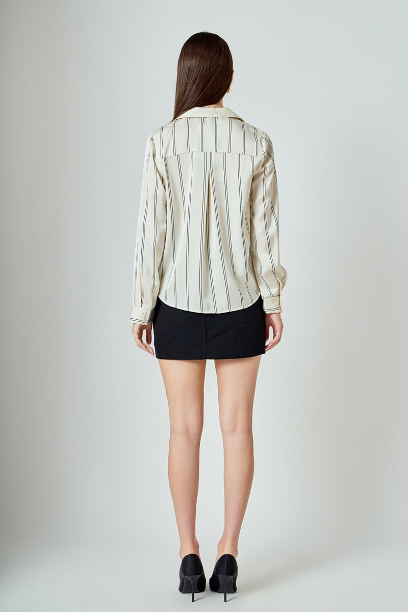 Striped Wrap Blouse