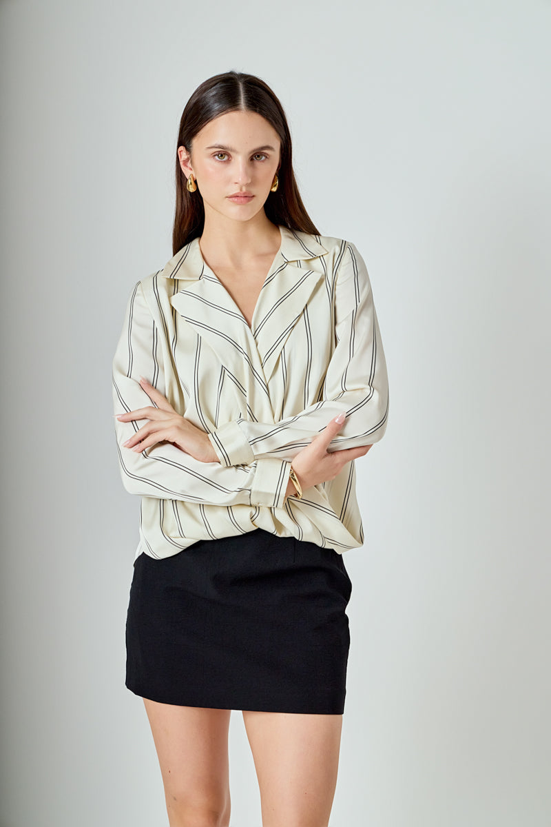 Striped Wrap Blouse