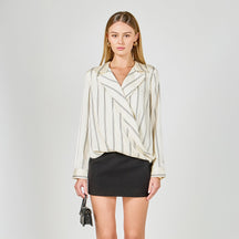 ENDLESS ROSE - Striped Wrap Blouse - SHIRTS & BLOUSES available at Objectrare