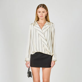 ENDLESS ROSE - Striped Wrap Blouse - SHIRTS & BLOUSES available at Objectrare