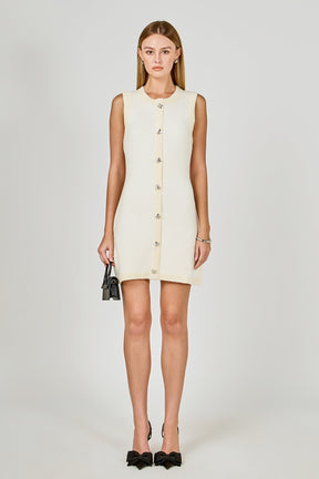 ENDLESS ROSE - Jewel Button Knit Mini Dress - DRESSES available at Objectrare