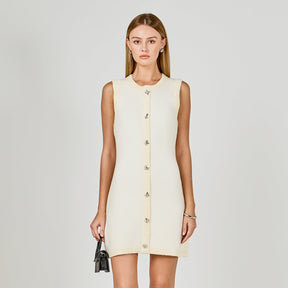 ENDLESS ROSE - Jewel Button Knit Mini Dress - DRESSES available at Objectrare