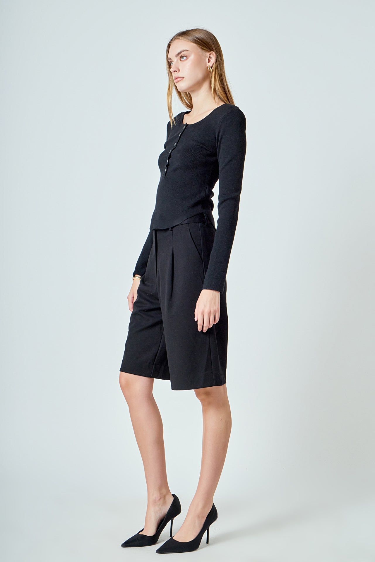 ENDLESS ROSE - Shoulder Pad Knit Top - SWEATERS & KNITS available at Objectrare