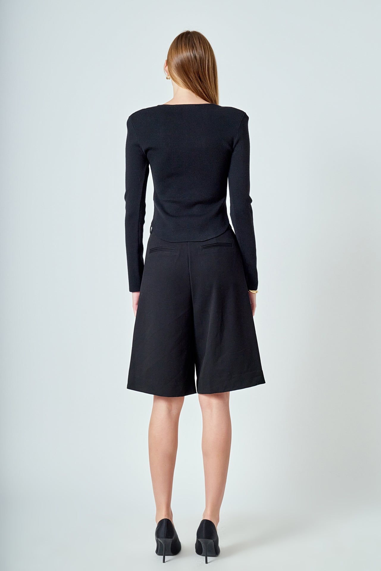 ENDLESS ROSE - Shoulder Pad Knit Top - SWEATERS & KNITS available at Objectrare