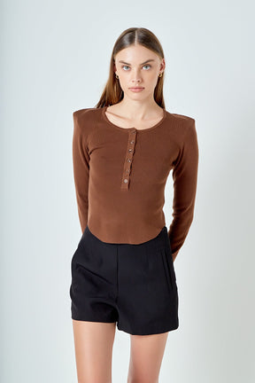 ENDLESS ROSE - Shoulder Pad Knit Top - SWEATERS & KNITS available at Objectrare