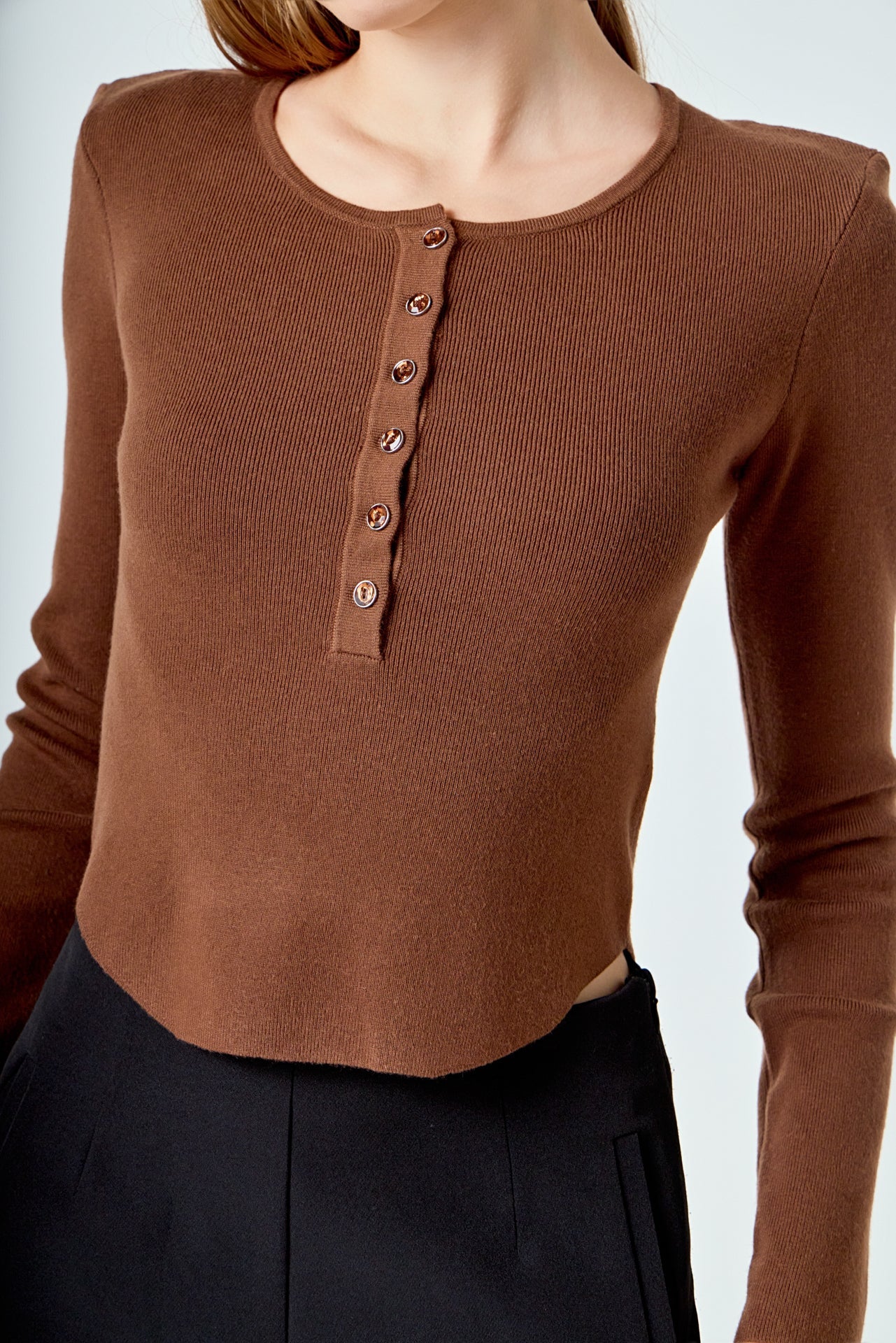 ENDLESS ROSE - Shoulder Pad Knit Top - SWEATERS & KNITS available at Objectrare
