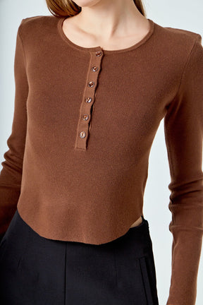 ENDLESS ROSE - Shoulder Pad Knit Top - SWEATERS & KNITS available at Objectrare