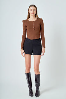 ENDLESS ROSE - Shoulder Pad Knit Top - SWEATERS & KNITS available at Objectrare