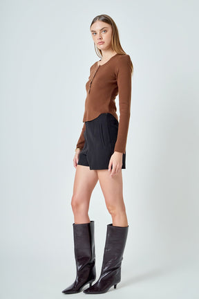 ENDLESS ROSE - Shoulder Pad Knit Top - SWEATERS & KNITS available at Objectrare
