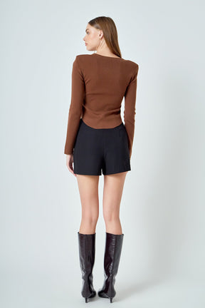 ENDLESS ROSE - Shoulder Pad Knit Top - SWEATERS & KNITS available at Objectrare