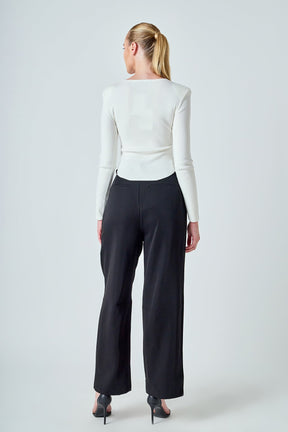 ENDLESS ROSE - Shoulder Pad Knit Top - SWEATERS & KNITS available at Objectrare