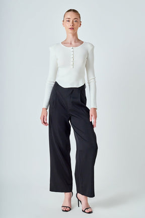 ENDLESS ROSE - Shoulder Pad Knit Top - SWEATERS & KNITS available at Objectrare