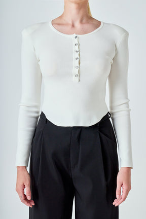 ENDLESS ROSE - Shoulder Pad Knit Top - SWEATERS & KNITS available at Objectrare