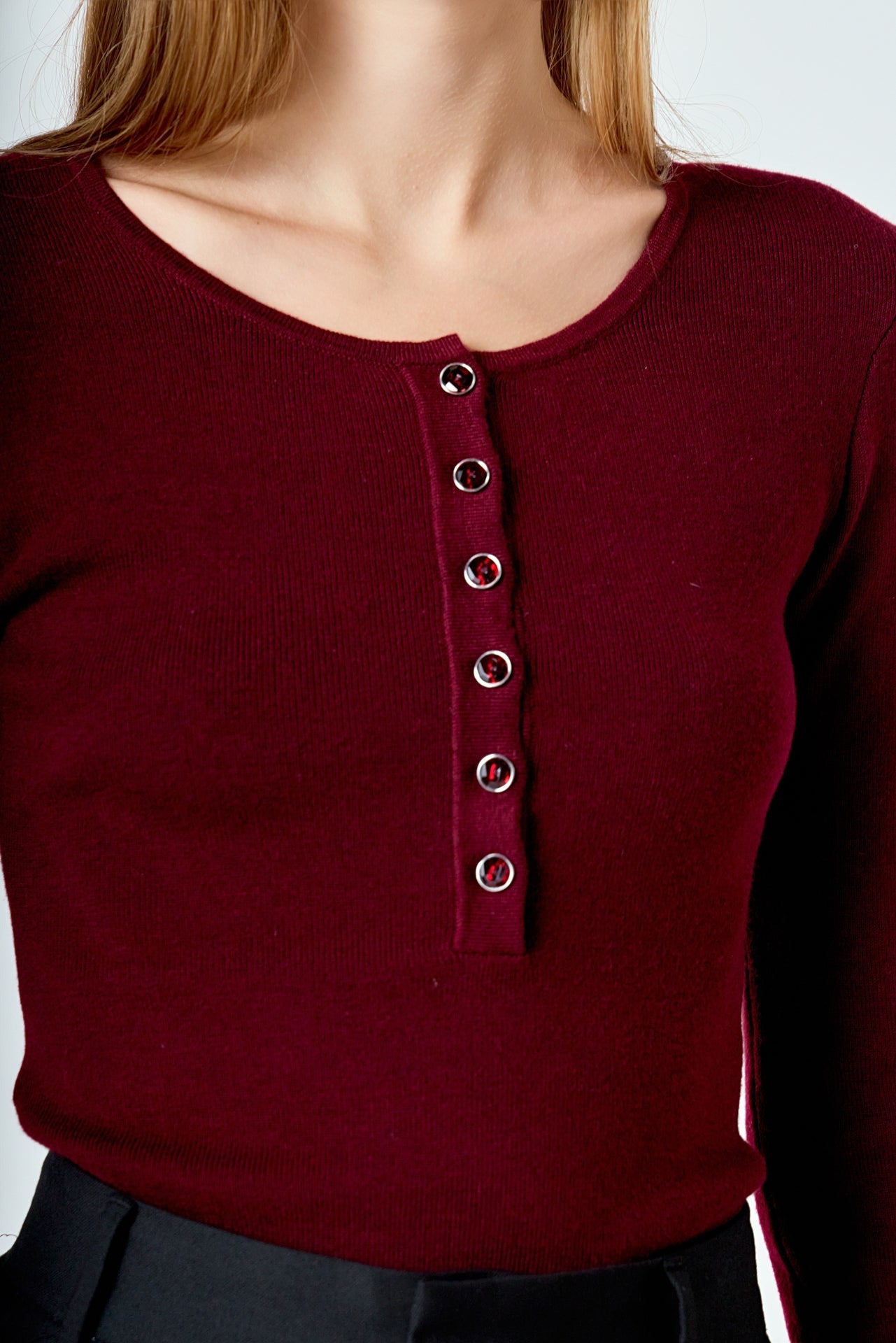 ENDLESS ROSE - Shoulder Pad Knit Top - SWEATERS & KNITS available at Objectrare