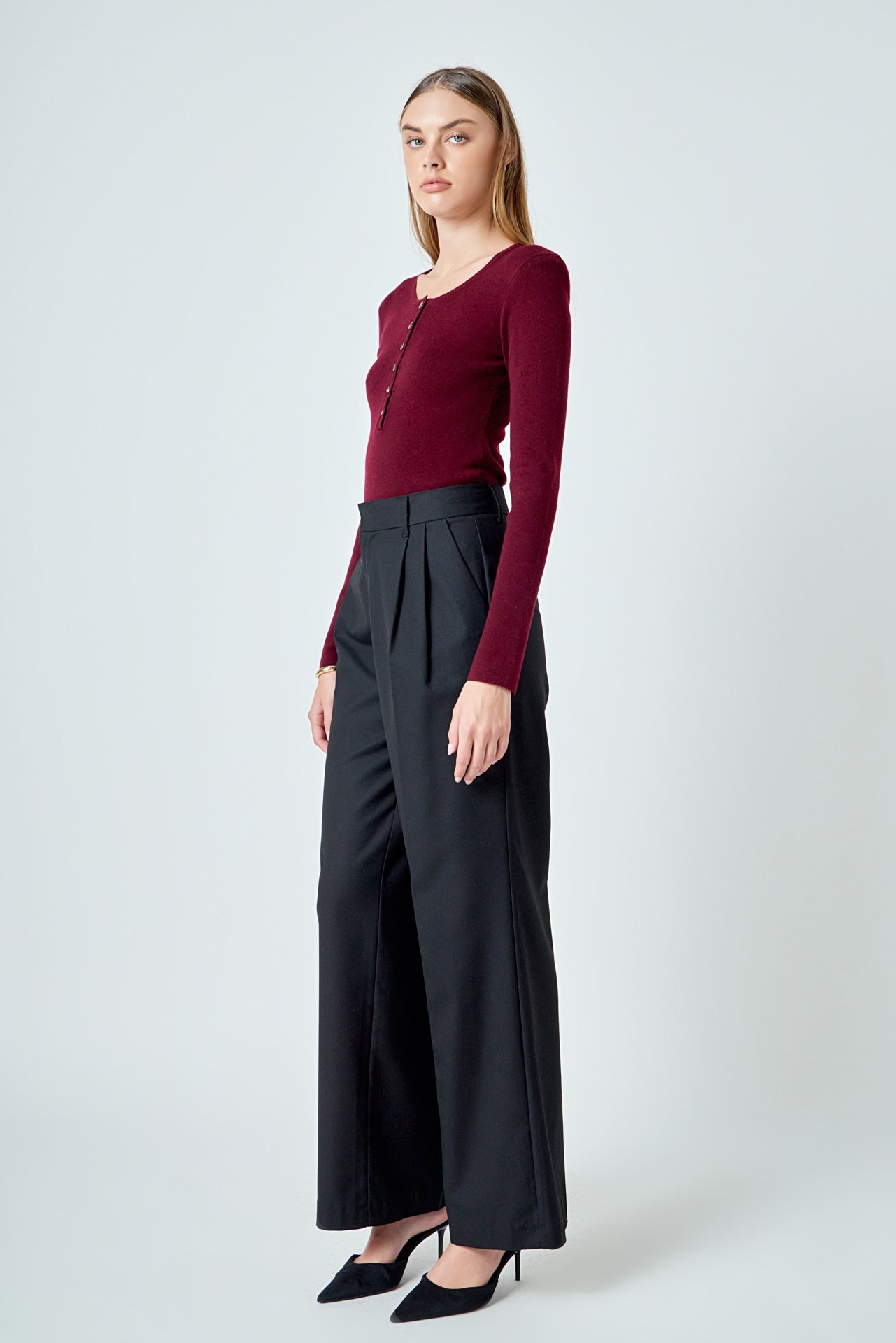 ENDLESS ROSE - Shoulder Pad Knit Top - SWEATERS & KNITS available at Objectrare
