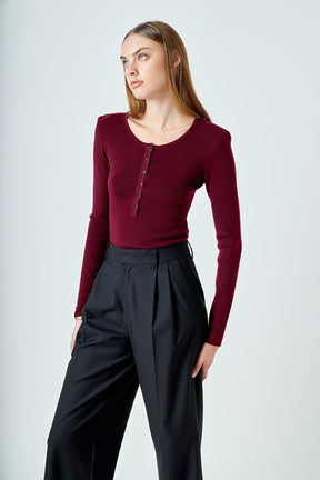 ENDLESS ROSE - Shoulder Pad Knit Top - SWEATERS & KNITS available at Objectrare
