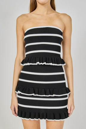 ENDLESS ROSE - Striped Tube Knit Mini Dress - DRESSES available at Objectrare