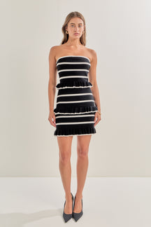 ENDLESS ROSE - Striped Tube Knit Mini Dress - DRESSES available at Objectrare