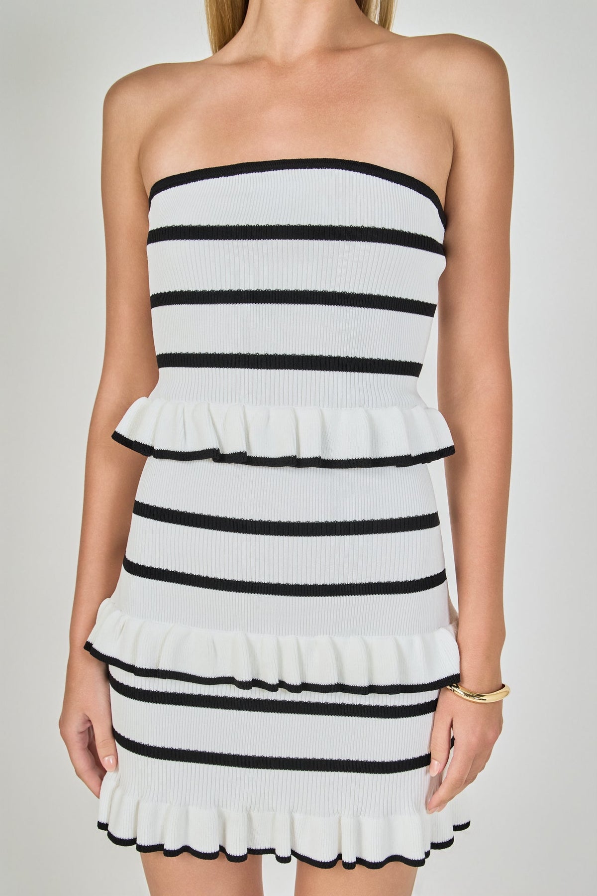 ENDLESS ROSE - Striped Tube Knit Mini Dress - DRESSES available at Objectrare