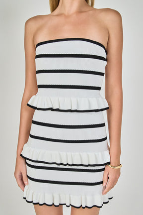 ENDLESS ROSE - Striped Tube Knit Mini Dress - DRESSES available at Objectrare