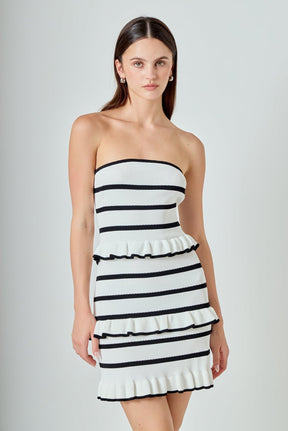 ENDLESS ROSE - Striped Tube Knit Mini Dress - DRESSES available at Objectrare