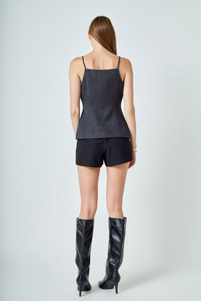Linen Button Up Vest Top