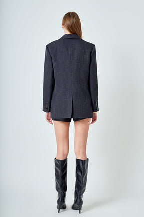 Linen Oversized Jewel Button Top