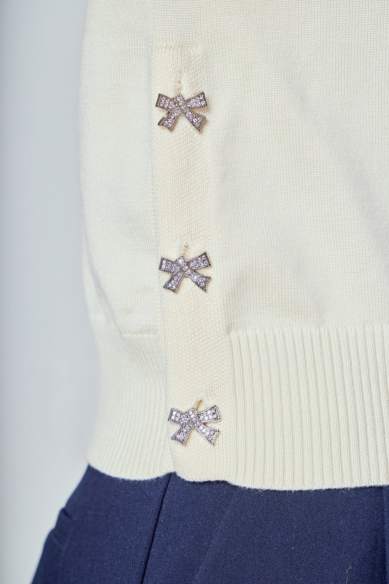 ENDLESS ROSE - Side Bow Buttoned Knit Top - SWEATERS & KNITS available at Objectrare
