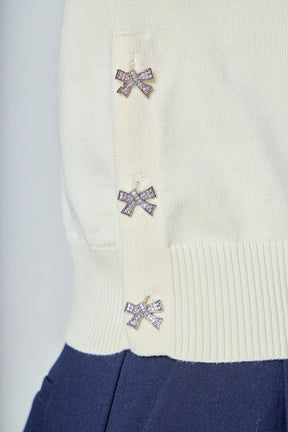 ENDLESS ROSE - Side Bow Buttoned Knit Top - SWEATERS & KNITS available at Objectrare
