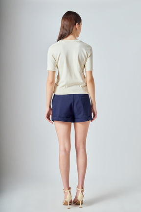 ENDLESS ROSE - Side Bow Buttoned Knit Top - SWEATERS & KNITS available at Objectrare