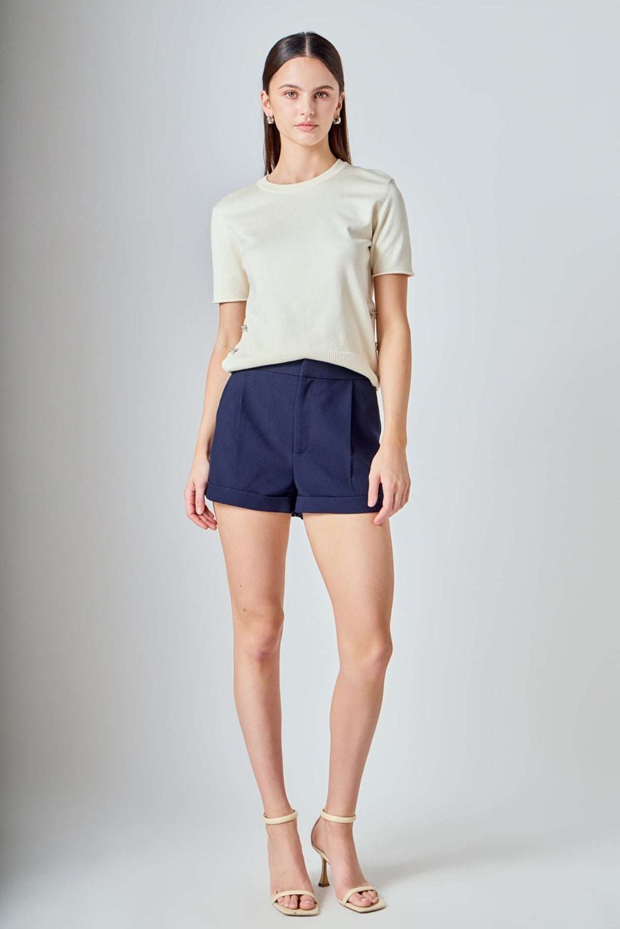 ENDLESS ROSE - Side Bow Buttoned Knit Top - SWEATERS & KNITS available at Objectrare