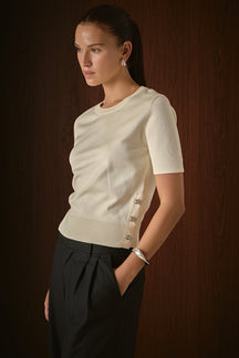 ENDLESS ROSE - Side Bow Buttoned Knit Top - SWEATERS & KNITS available at Objectrare