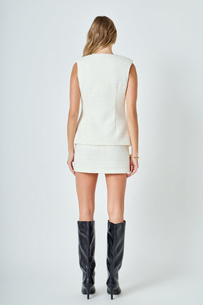 ENDLESS ROSE - Jewel Buttoned Tweed Vest - TOPS available at Objectrare