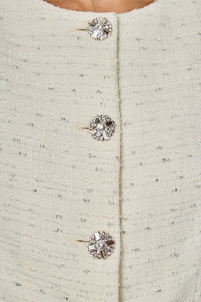 ENDLESS ROSE - Jewel Buttoned Tweed Vest - TOPS available at Objectrare