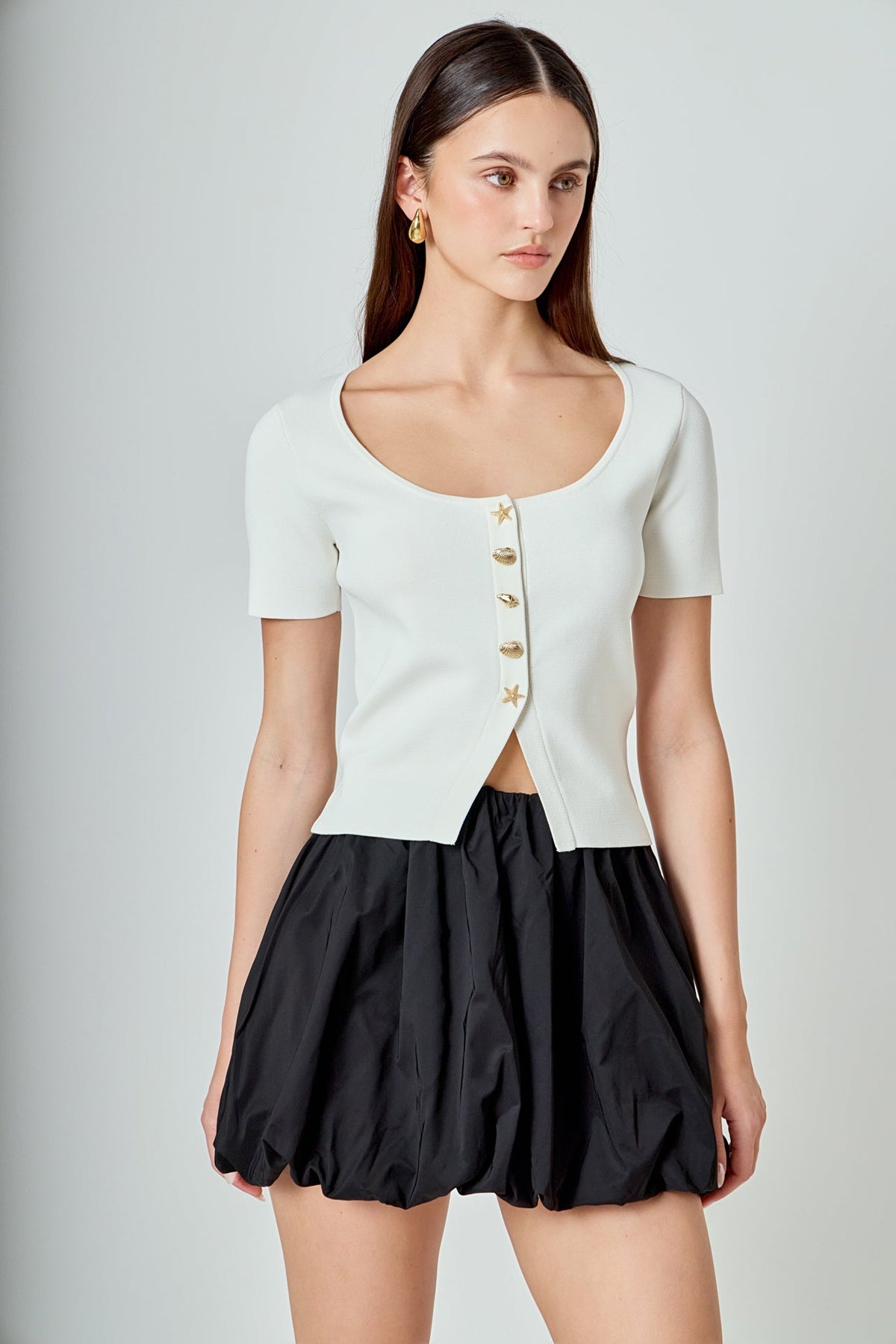 ENDLESS ROSE - Scoop Neck Cropped Knit Top - SWEATERS & KNITS available at Objectrare