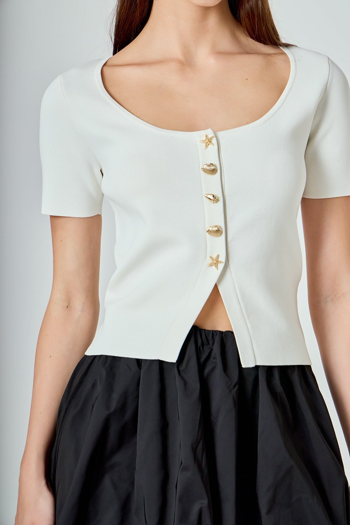ENDLESS ROSE - Scoop Neck Cropped Knit Top - SWEATERS & KNITS available at Objectrare