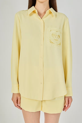 ENDLESS ROSE - Net Pocket Button Up Shirt - SHIRTS & BLOUSES available at Objectrare