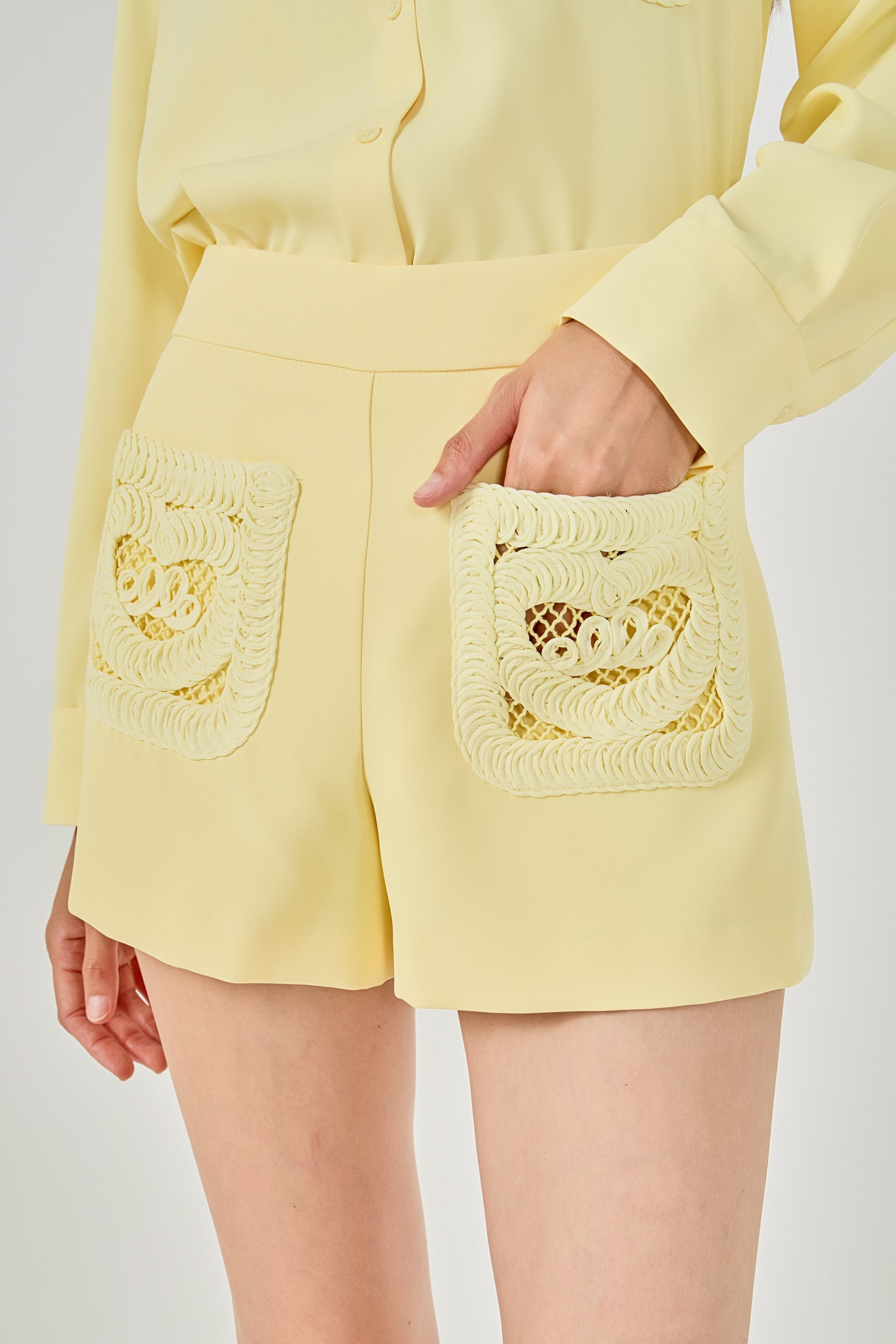 ENDLESS ROSE - Net Pocket A-Line Shorts - SHORTS available at Objectrare