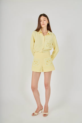 ENDLESS ROSE - Net Pocket A-Line Shorts - SHORTS available at Objectrare