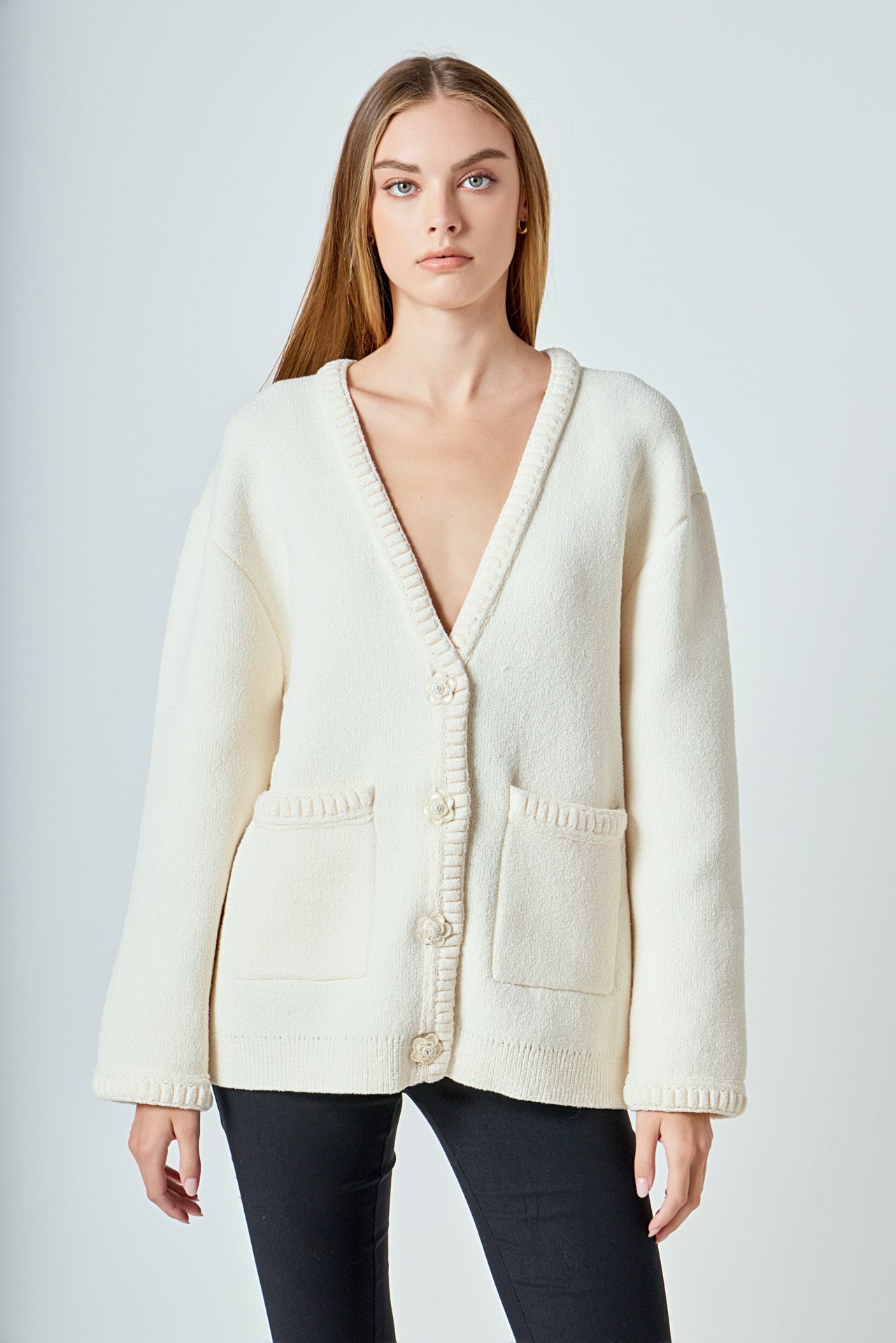 ENDLESS ROSE - Floral Button Down Cardigan - SWEATERS & KNITS available at Objectrare