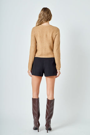 ENDLESS ROSE - Crewneck Button Down Knit Top - SWEATERS & KNITS available at Objectrare
