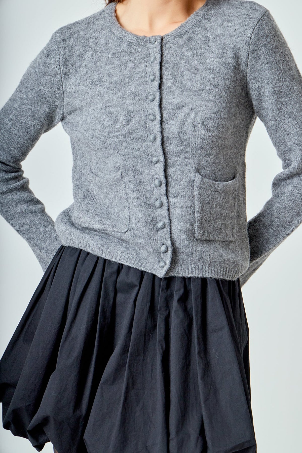ENDLESS ROSE - Crewneck Button Down Knit Top - SWEATERS & KNITS available at Objectrare